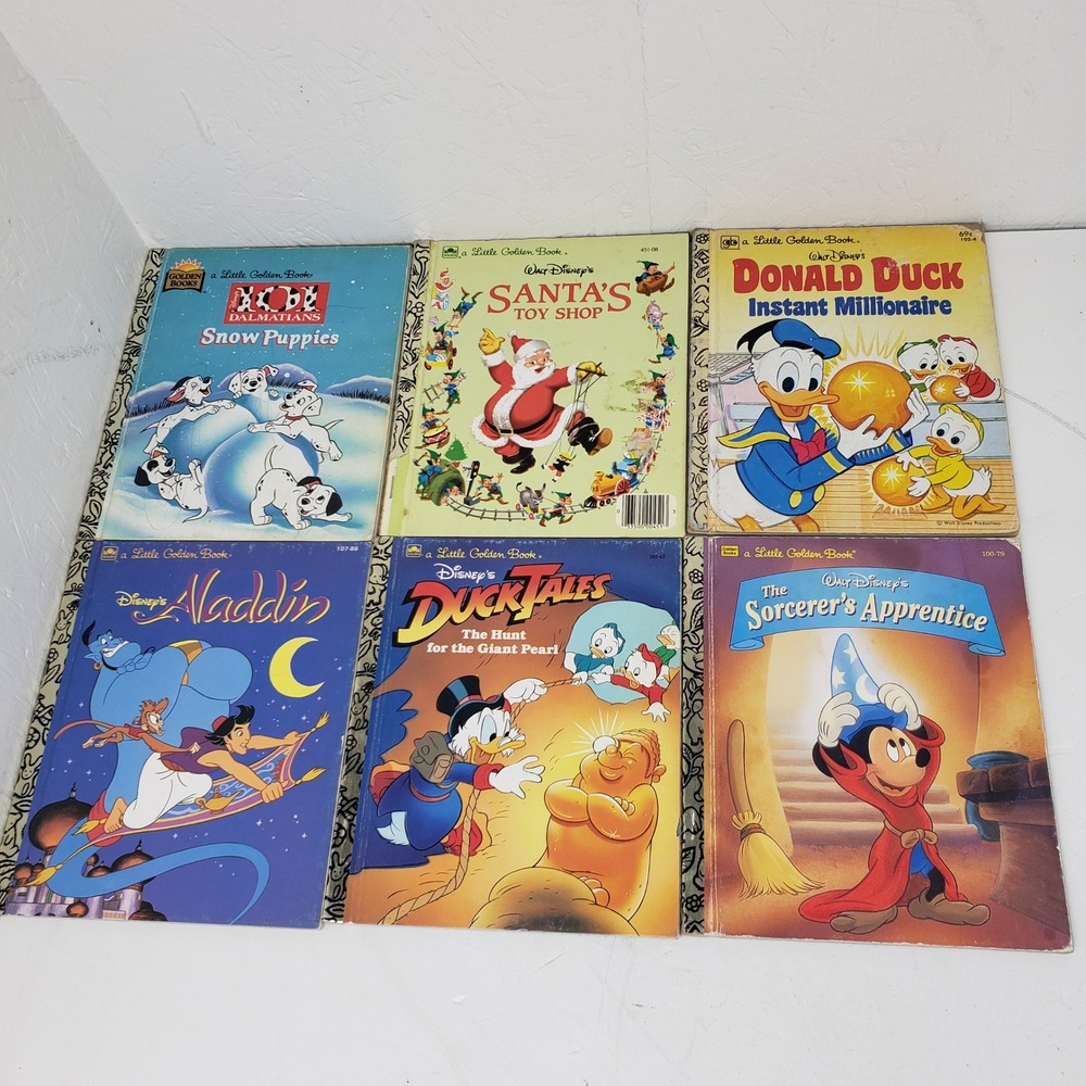 Vintage Disney Little Golden Books Lot of 6 Aladdin DuckTales Mickey Donald Duck